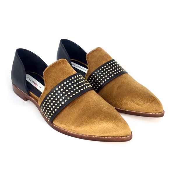 Matt Bernson Shoes - Matt Bernson | Studded Black Leather Velvet Flats